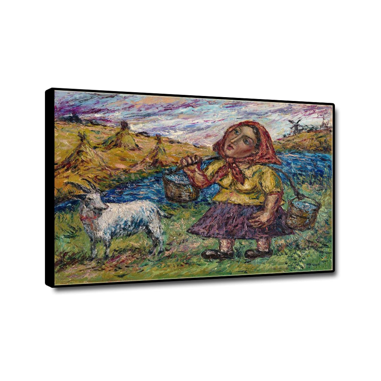 Amazon.co.jp: David Burliuk 有名な絵画: ヤギを持つ女性。キャンバス